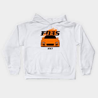 Front orange rx7 fd3s Kids Hoodie